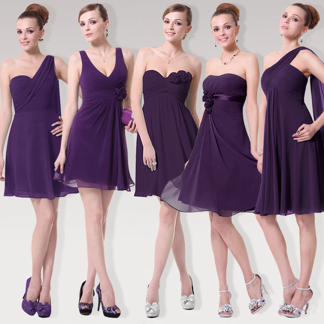 Pretty Purple Chiffon Bridesmaid Dress Sisters Short Pretty Purple Chiffon Bridesmaid Dress Sisters Short Wedding Party Bridal Female Dresses