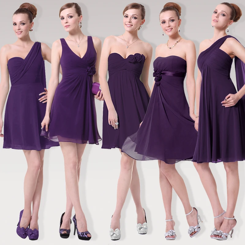 Pretty girl abito da damigella d'onore in Chiffon viola abito da sorelle  abito da festa corto abito da damigella d'onore femminile da sposa 9  stili|purple chiffon bridesmaid dresses|chiffon bridesmaid dressbridesmaid  dresses -