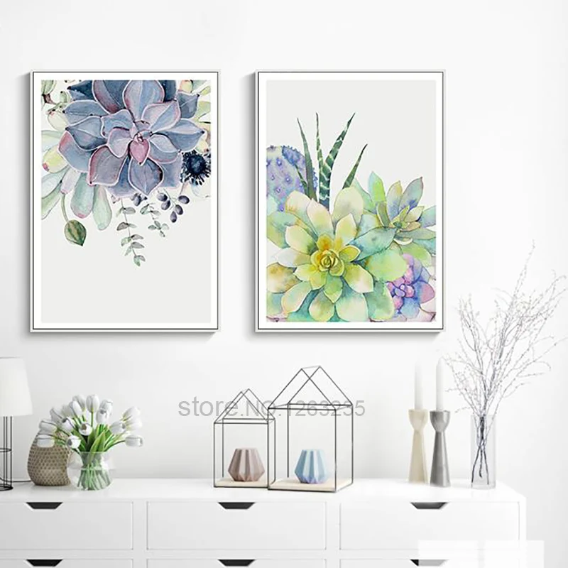 Succulent Plants Wall Art Canvas Painting Cactus Flowers Nordic Poster Pictures For Living Room Art Print Posters Home Unframed