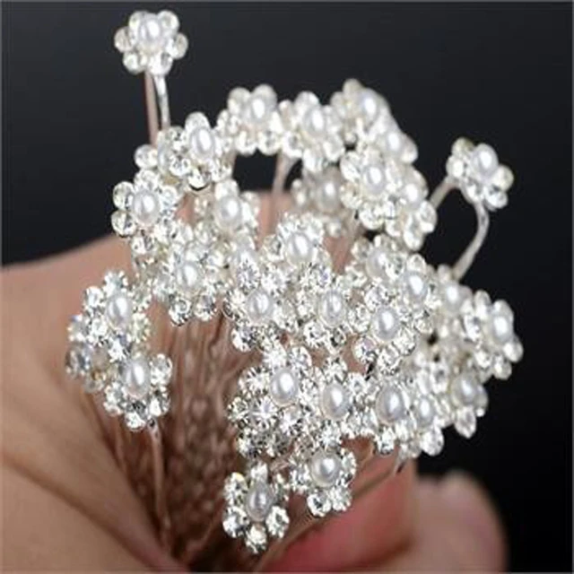 20pcs Flower Bridal Wedding Hair Pins Accessories 20pcs Flower Bridal Wedding Hair Pins Accessories Pearl Hairpins Crystal Rhinestone Diamante