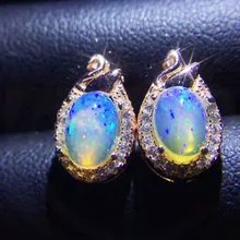 Опал серьги гвоздики натуральный Опал 925 Серебро 0.85ct* 2 шт. драгоценный камень ювелирные украшения# J19011012