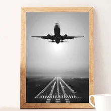 Aircraft Setting Sun Nordic Posters And Prints Wall Art Canvas Painting Scandinavian Wall Pictures For Living Room Home Decor
