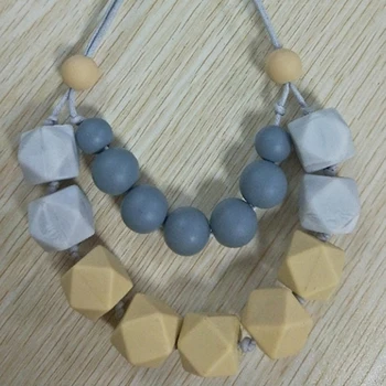 

MrY Mommy DIY Necklace Silicone Beads Teething Necklace Food Grade Soft Beads Necklace Baby Chewing Baby Shower Toys 40cm Length