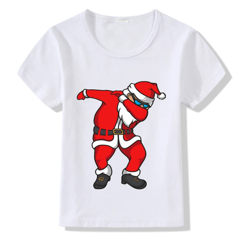 Детская Рождественская футболка с рисунком Санта Клауса, футболка с принтом для маленьких мальчиков и девочек, рождественский подарок, топы с короткими рукавами и круглым вырезом