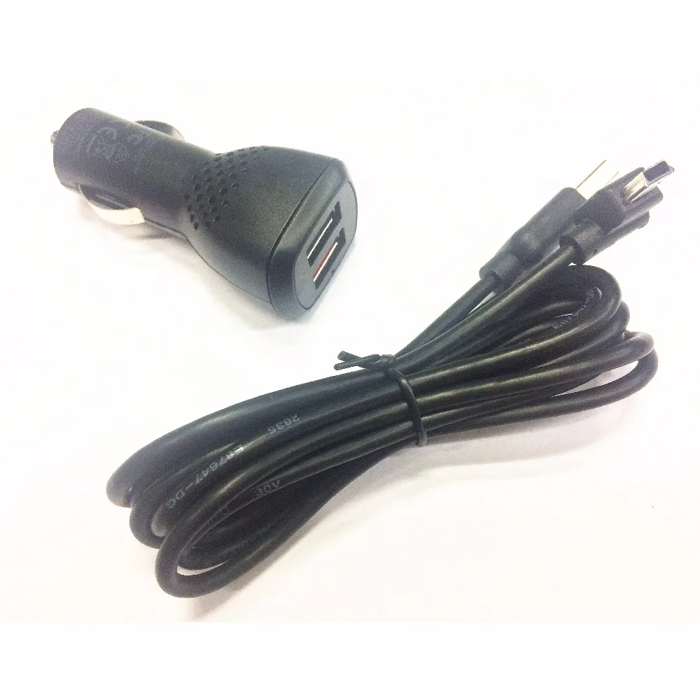 Caricabatteria Da Auto Doppio Usb 2.4A E Cavo Mini Usb Per Tomtom Go Live Start Rider Xl Xxl One Series