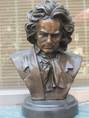 bronze Pure Copper Old Qing Ming Brass Art old 12&quotfame Bronze ART German composer Bust musician Ludwig Van Beethoven Roksan | Дом и сад