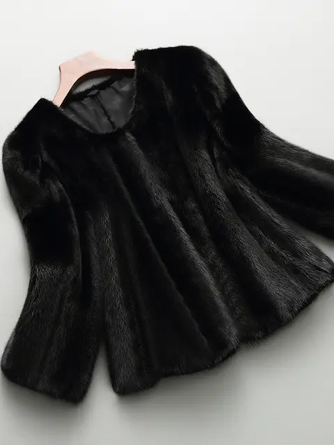 short black faux fur jacket