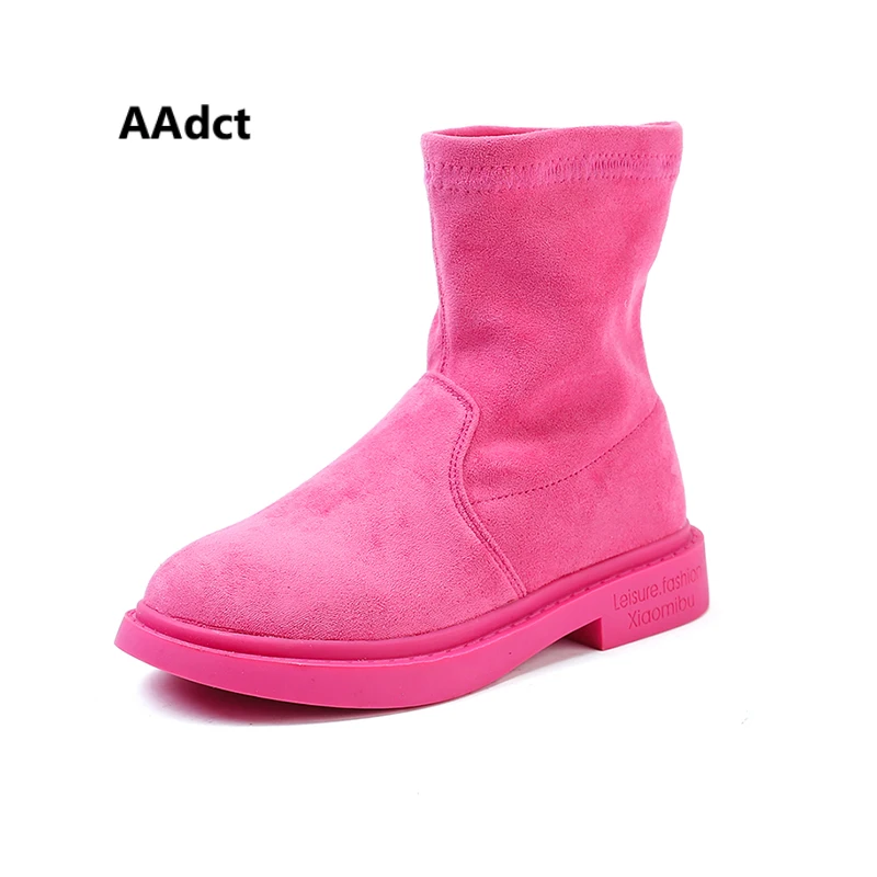 

AAdct Princess warm fashion short boots for boys and girls Cotton leather kids boots Autumn and winter new 2018 children shoes