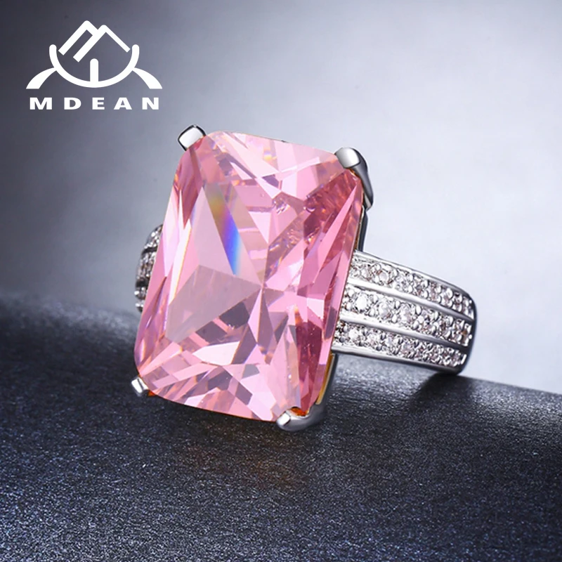 MDEAN White Gold Color Wedding Rings for Women Engagement Ring AAA Zircon Jewelry Fashion Bague Size 5 6 7 8 9 10 H721