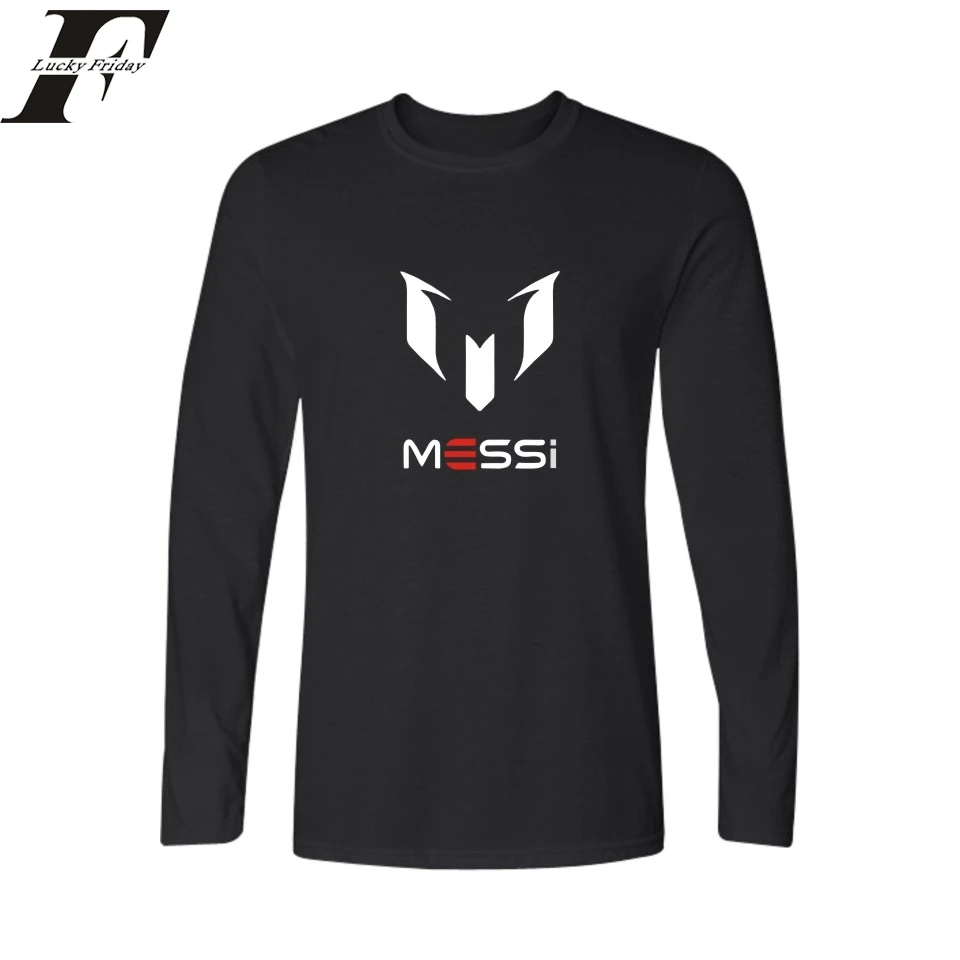 

2017 MESSI spring autumn funny brand cotton Barcelona Men t-shirt tops Man casual long sleeve t shirts Plus Size new fashion top