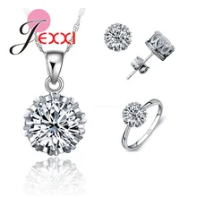 Большой сверкающий круглый кубический цирконий модный драгоценный чистый 925 пробы серебряные Ювелирные наборы хорошие Свадебные ювелирные изделия аксессуары