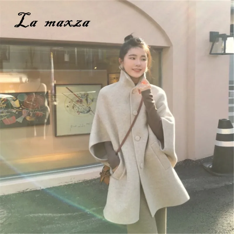 camel Style Longue noir Vintage Femmes D'hiver Coréen Laine Pardessus Beige Manteaux Mode Cape 2018 Manteau 6SBw4x