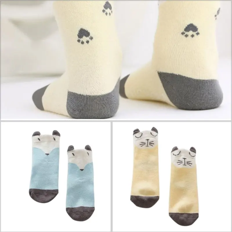 Детские носки для малышей хлопковые нескользящие Гольфы с рисунком лисы и кошки RZ
