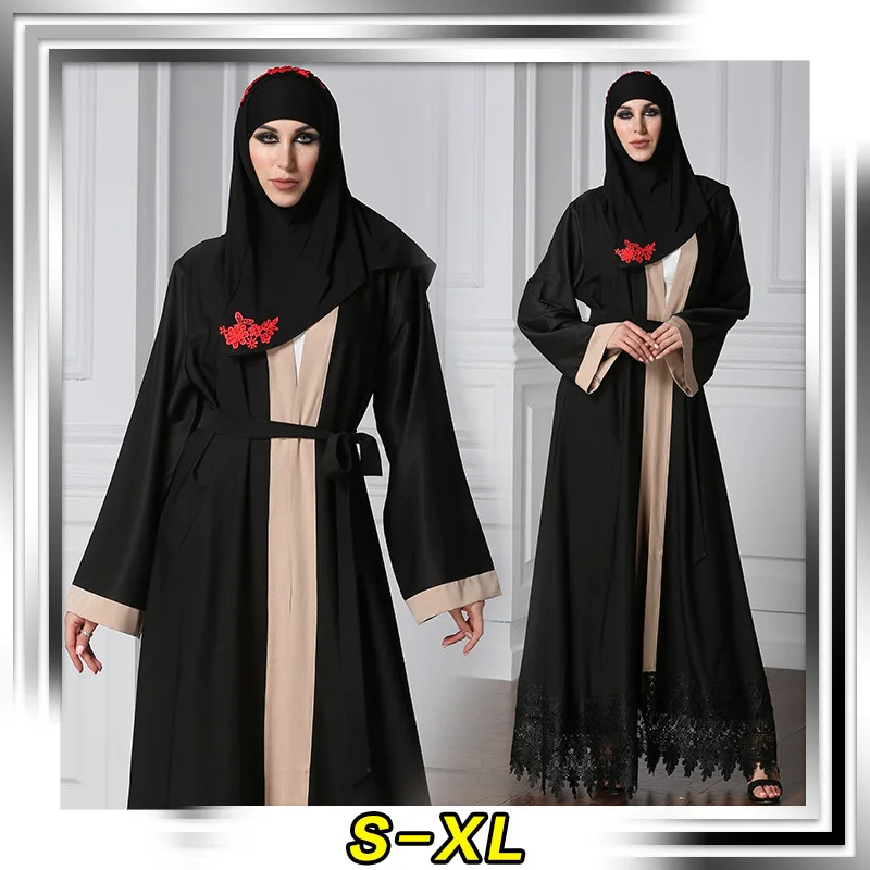 Мусульманский новый Пакистана Саудовская Женская одежда кардиган халаты кружева Исламская Ближнем Востоке мода мусульманская Абая
