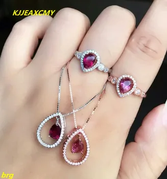 

KJJEAXCMY Fine jewelry, Natural Tourmaline Lady Set 925 Silver Ring + Pendant jewelry two-piece