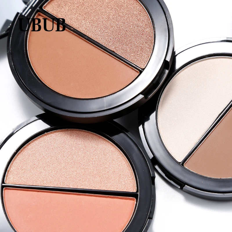

2 Color Face Contour Pressed Highlighter Powder Quality Makeup Shimmer Brighten Waterproof Skin Bronzer Women Sexy Face Makeup