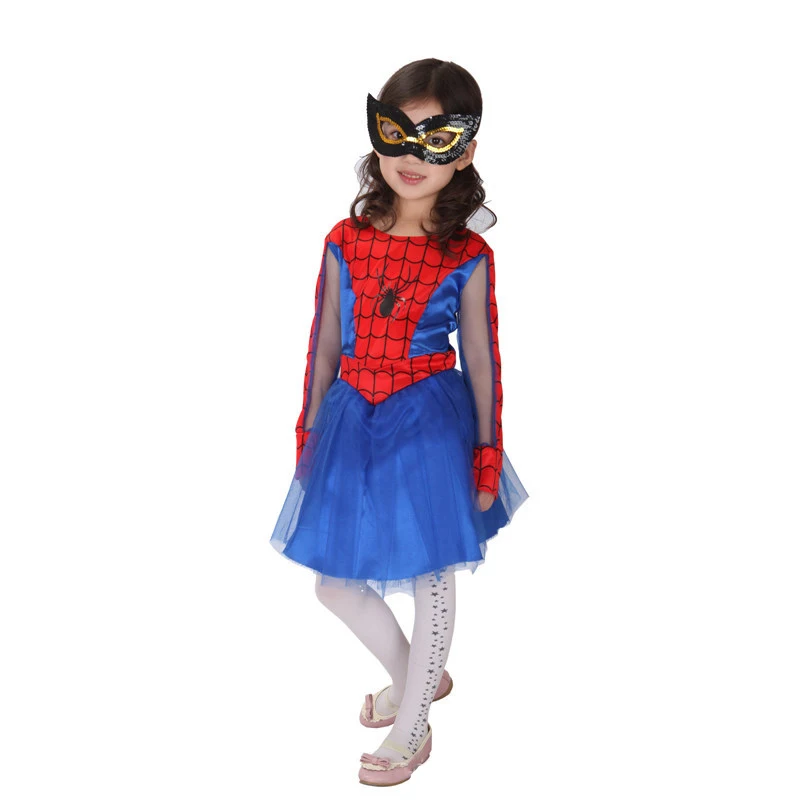 Костюм Человека-паука; Детские платья для девочек; детское танцевальное платье для девочек; костюм на Хэллоуин для детей; нарядные вечерние платья; маска супергероя