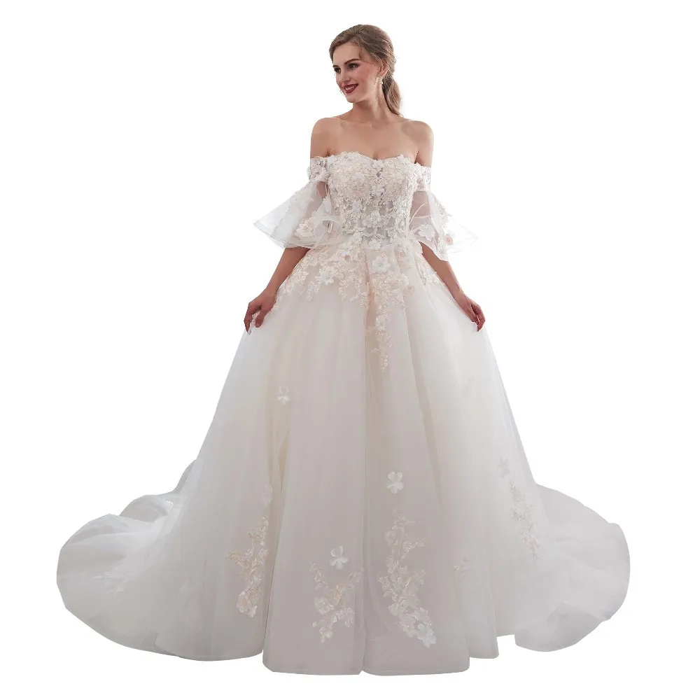 Vivian's Bridal 2018 летнее Милое Свадебное платье принцессы с расклешенными рукавами и