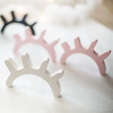 Прекрасный 2шт 3D деревянная ресница для домашнего интерьера, украшение для стен, закрытый глаз, поза, орнамент, детский подарок, декоративная наклейка для комнаты