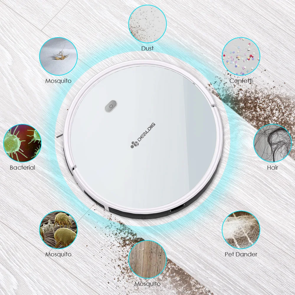 DEALDIG Robvacuum 8 Robot Vacuum Cleaner 1800 Pa Strong Suction Aspirator WiFi Connectivity Work For Alexa App Remote Control