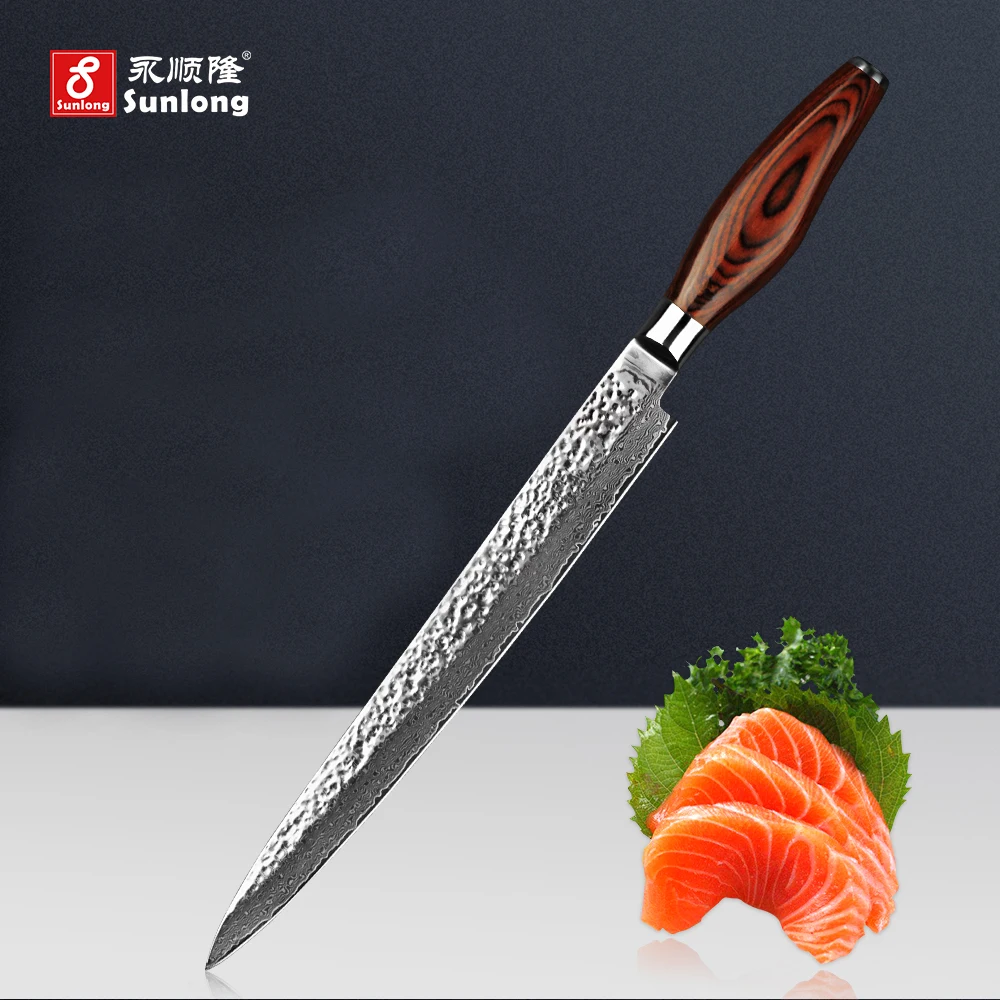 Sunlong 10 inch very sharp Fillet Knife 67 layers Damascus steel