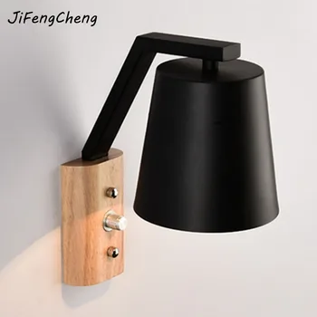 

JiFengCheng Nordic Wooden Wall Light luminaria wall mounted bedside reading lamps Retro Wall Lamp Aisle modern wall sconce