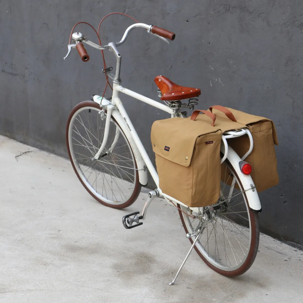Tourbon Canvas Bike Panniers Bicycle Rear Rack Trunk Bag