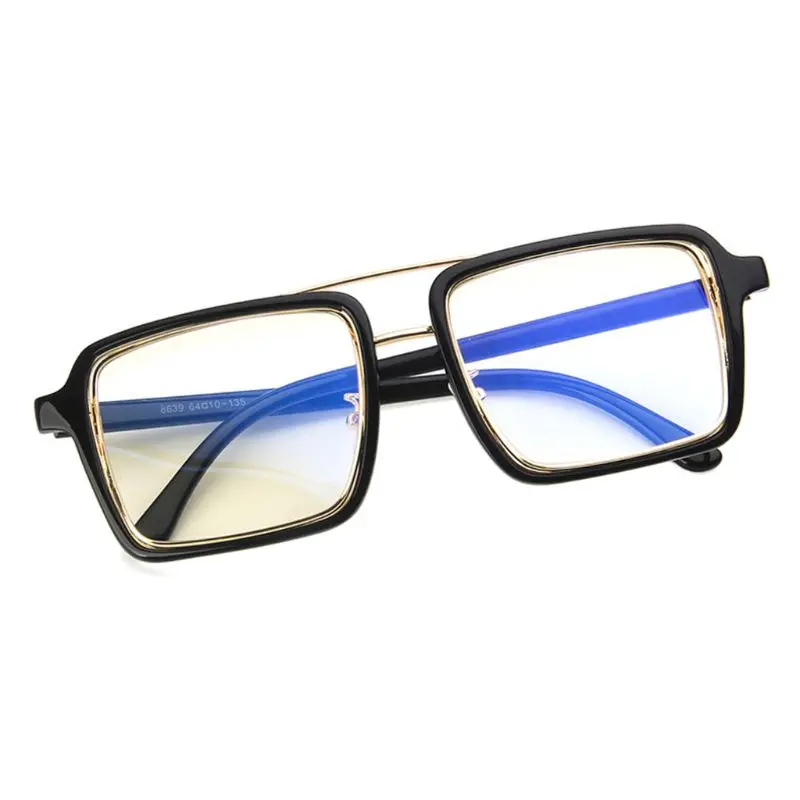 

New Square Optical Glasses Large Metal Frame Fashion Universal Unisex Gold Brand Designer Eyeglasses Clear Lens Transparent