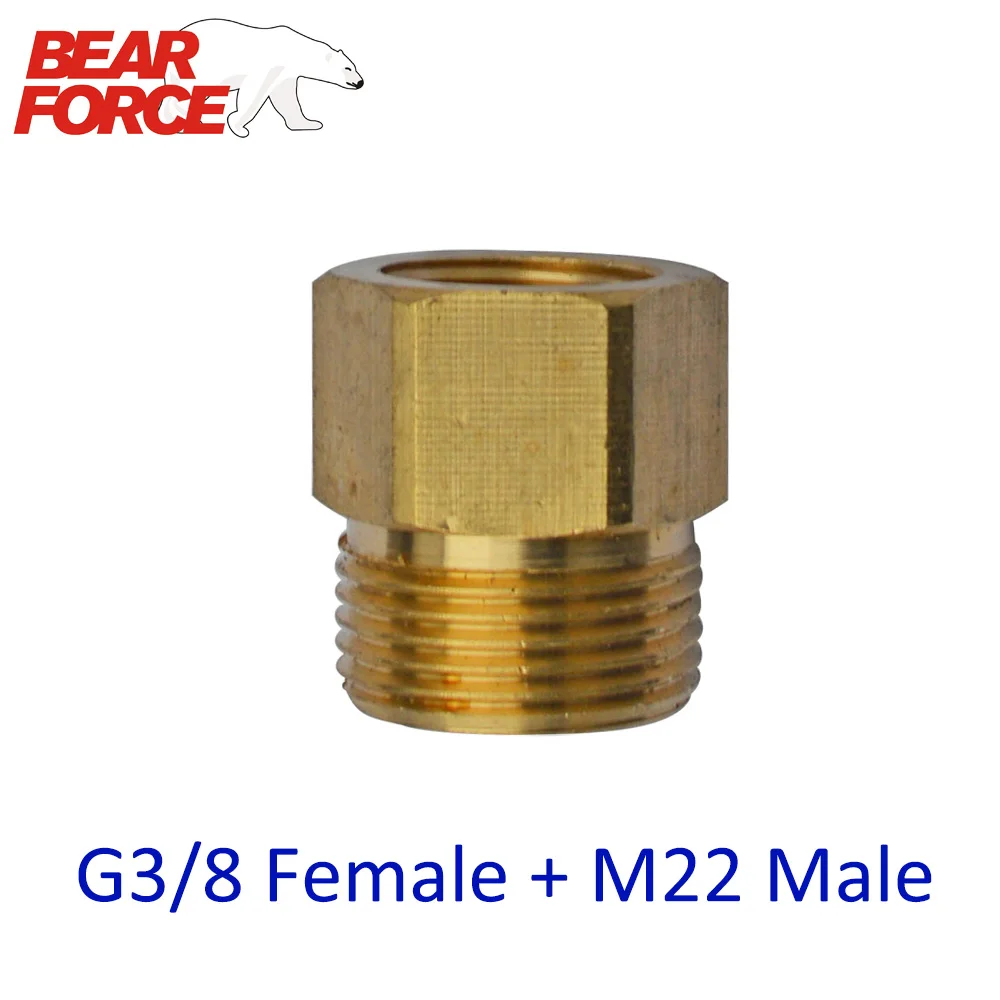 Адаптер для мойки высокого давления латунный разъем автомойки G3/8 Female + M22