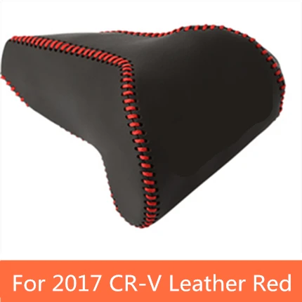 Для Honda CRV Автомобильная автомобильная, из искуственной кожи Авто передач чехол рычага переключения передач ручка переключения головы крышка наклейки аксессуары - Название цвета: Leather-red