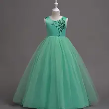 Новое поступление года; длинное платье принцессы с вышитыми цветами, мятно-зеленый светильник; цвет ГОЛУБОЙ, лавандовый, белый; вечерние платья для девочек на свадьбу