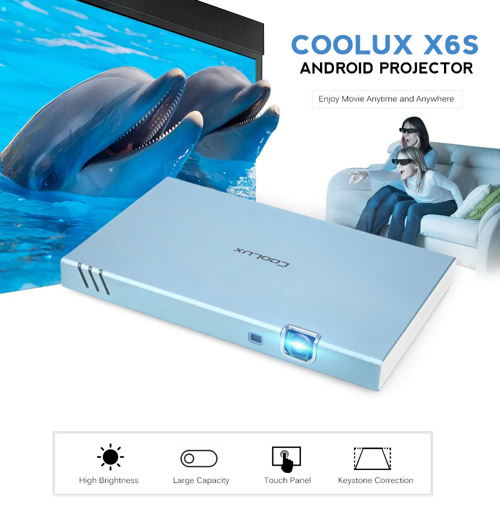 COOLUX X6S портативный проектор мини умный проектор на Android Full HD 1080P беспроводной BT Wifi 4K 3D DLP проектор для домашнего кинотеатра