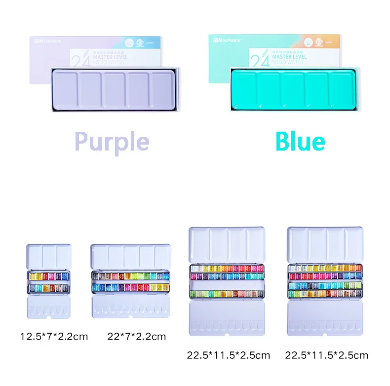 Professional 12/24/36/48 Colors Solid Watercolor Paints Set Tin box Water color Pigment for Art Supplies watercolor painting set watercolor paint watercolor pigment