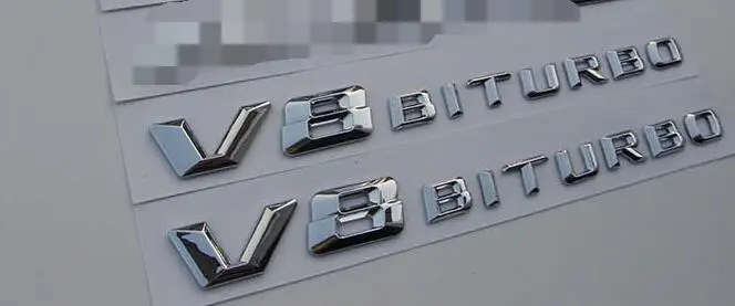 1 пара хром багажник Буквы Значки Эмблемы Стикеры для Mercedes Benz V8 BITURBO | Автомобили и