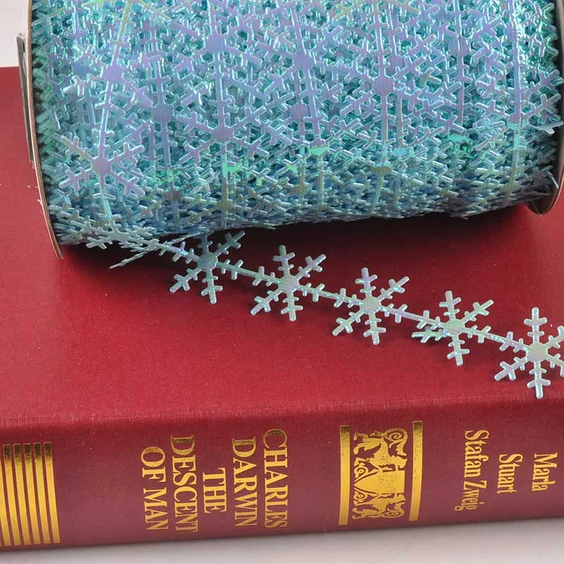 3yard/lot Snowflake Ribbons For Crafts Trim Lace Christmas Decor Sewing Accessories DIY Box Packing Handmade Material C2326 satin ribbons ribbon decoration ribbon supplies christmas ribbon