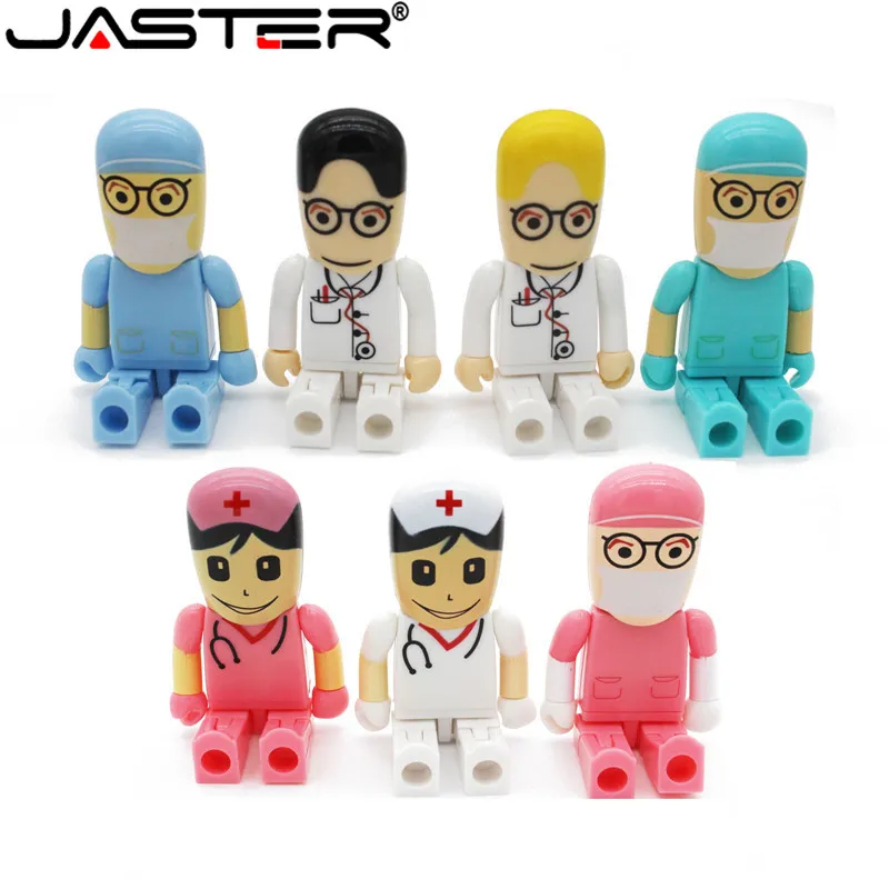 

JASTER Cartoon Robot Medical Flash Drive Doctor USB Flash Card 2.0 4GB 8GB 16GB 32GB 64GB USB Memory Card Nurse Free Shipping