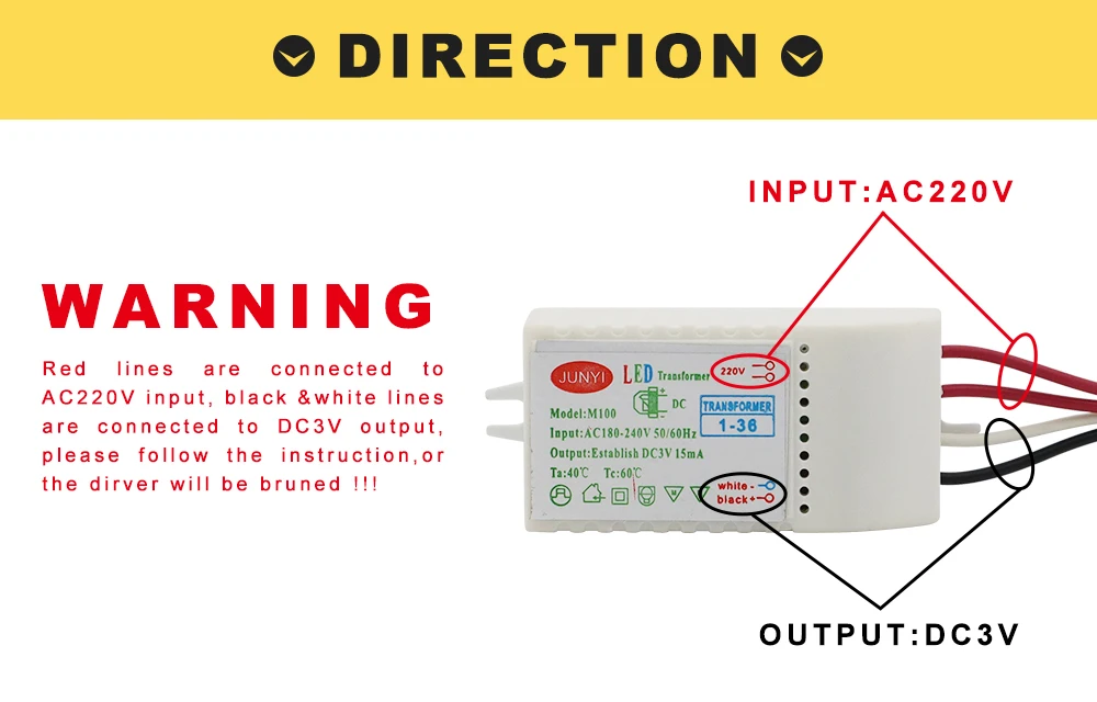 Description Picture 4 of item1-80pcs Led Electronic Transformer 220V To DC3V Low-Voltage LED Controller Power Supply LED Driver 15mA For Light Emitting Diode