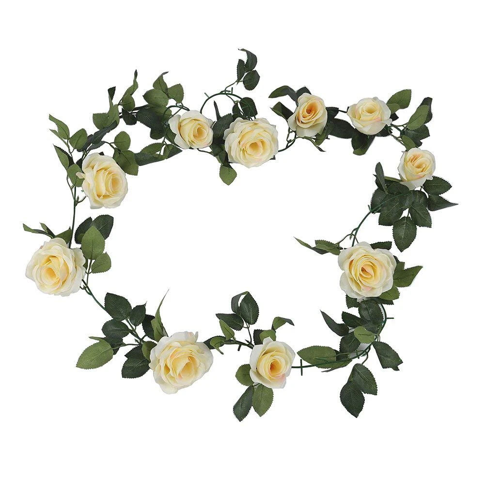 

Artificial Rose Wisteria Vine Simulation False Rose Wisteria Hanging Garland Silk Long Hanging Bush Flowers String Home Party We