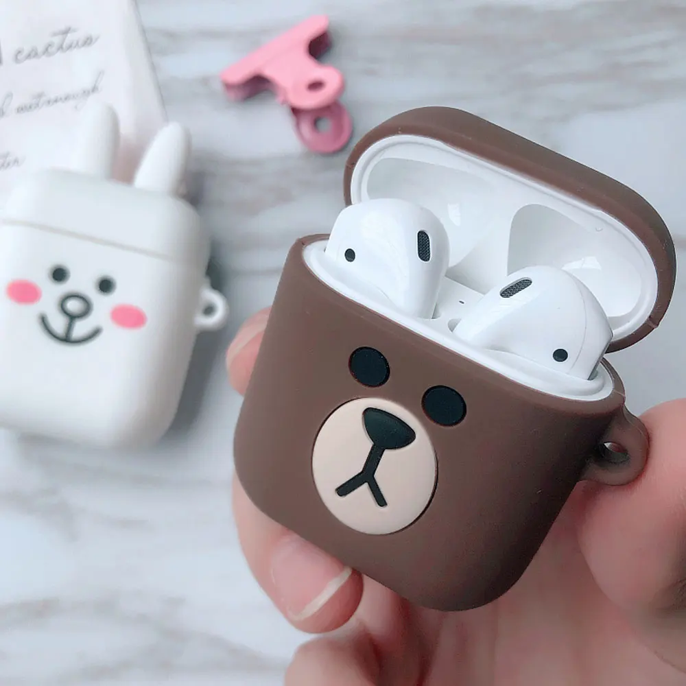 KISSCASE силиконовый защитный чехол для наушников с милым мультяшным рисунком