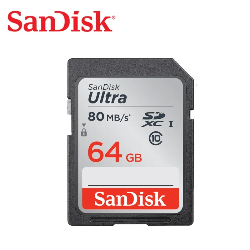 Двойной флеш-накопитель SanDisk Ultra карты памяти SD 128 Гб 64 ГБ 32 ГБ оперативной памяти, 16 Гб встроенной памяти, 80 МБ/с. карт SD карта SDXC Class10 C10 V30 в формате 4K UHD, для Камера SD карты - Емкость: 80M