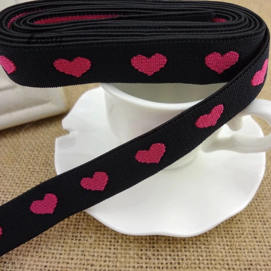 

#1226 Rose Heart Elastic Bands Lace Trim Rubber Tape 2yards/lot 18MM Wide Stretch Ribbon for DIY Women Sewing Underwear Pants