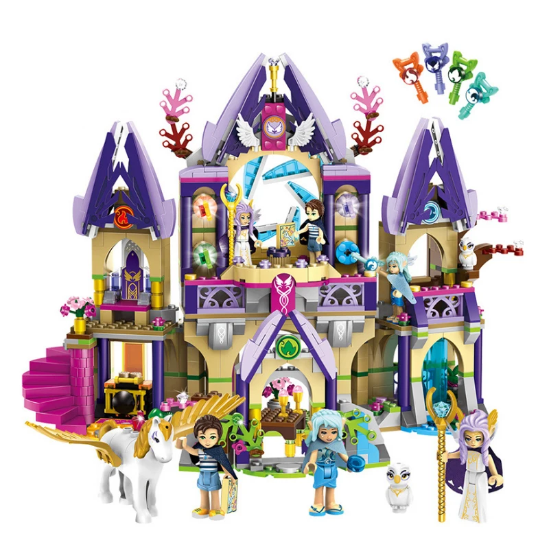

Elves Skyra's Mysterious Sky Castle Model Building Blocks secret Tower Brick Compatible With Educational Toys for girls