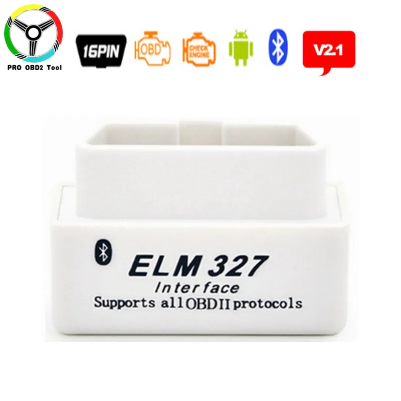 Супер Мини ELM327 V2.1 Bluetooth OBD2 CAN-BUS диагностический инструмент ELM 327 2,1 Автомобильный сканер для Android OBDII протоколы - Цвет: Белый