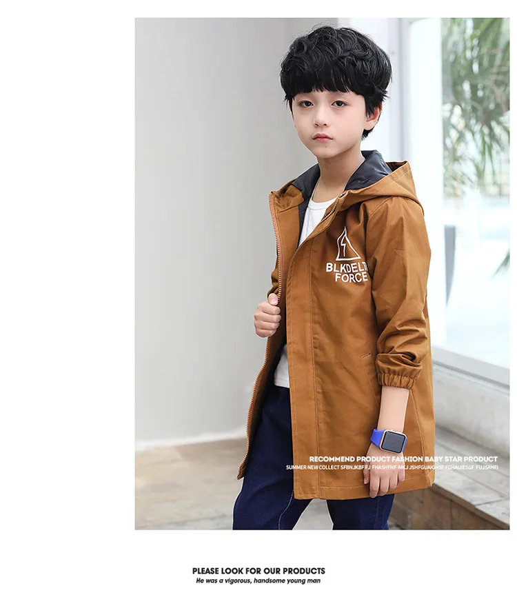 Новая детская одежда весенняя куртка для мальчиков детская ветровка, длинная Корейская рубашка для больших мальчиков весенняя одежда для мальчиков