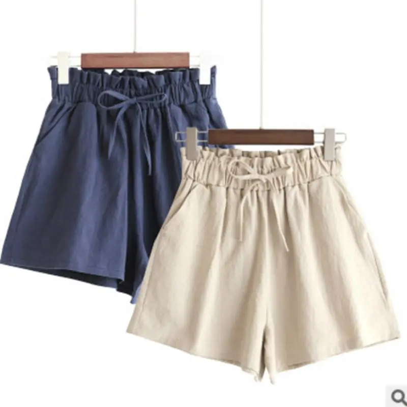 

High waist shorts woman Summer shorts linen cotton shorts W30332