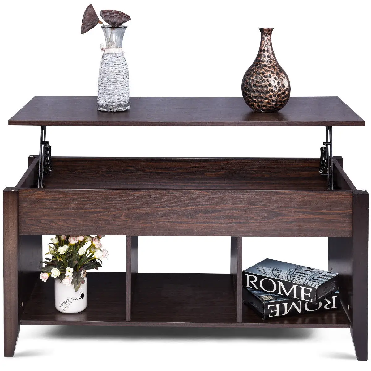 Giantex Lift Top Coffee Table with Hidden Compartment Storage Shelf Modern Wood Living Room Furniture HW56639BK