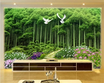 

beibehang Fashion individuality decorative silk gauze papel de parede wall paper park woods lawn 3d landscape background tapety