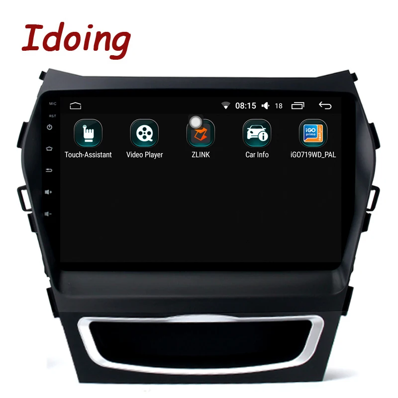 Sale Idoing 9"4G RAM 64G ROM 2.5D IPS 8 Core Car Android 8.0 Radio Player Fit Hyundai IX45 2015-2017 Built-in GPS Navigation GLONASS 3
