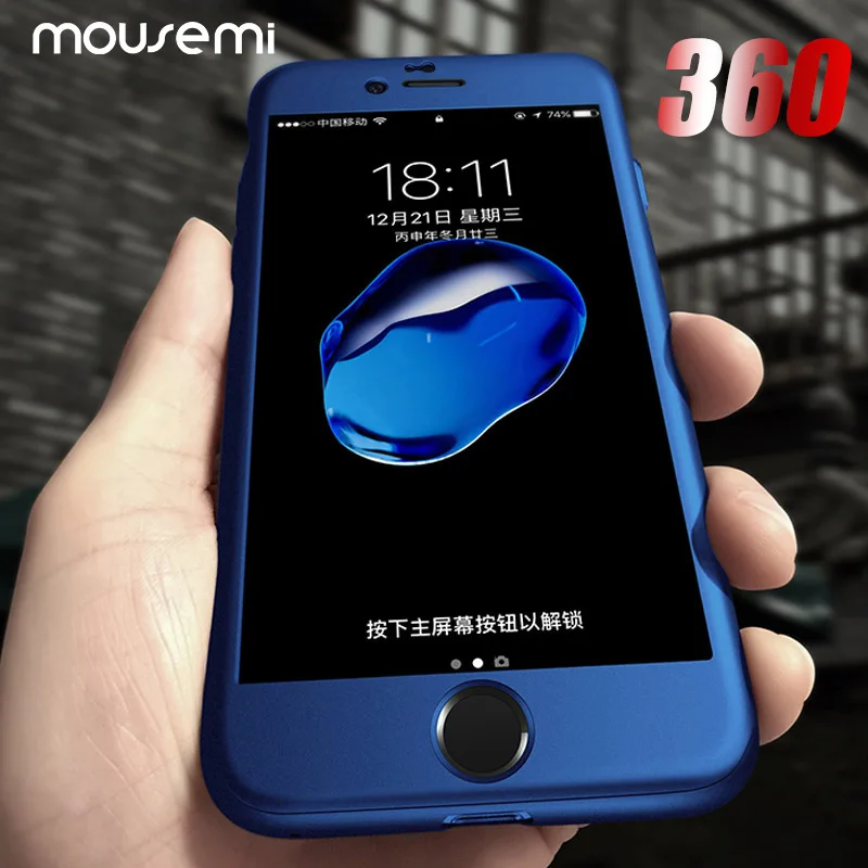 Жесткие чехлы mousmi для iPhone 6 7 6S 8 Plus 5 5S SE X 360 полное покрытие защитное стекло чехол