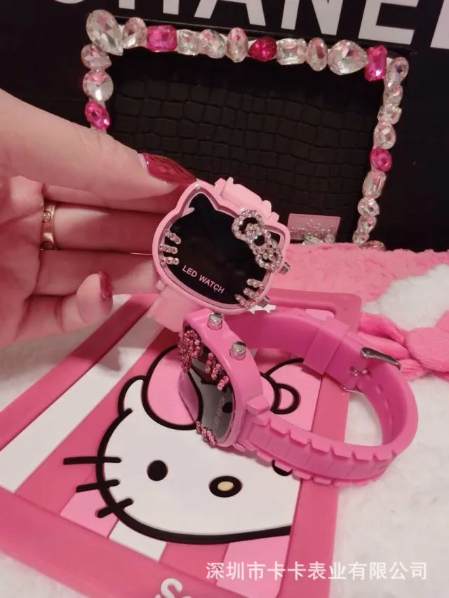 Часы с увеличительным стеклом Hello Kitty для аниме наручные часы розовым драгоценным